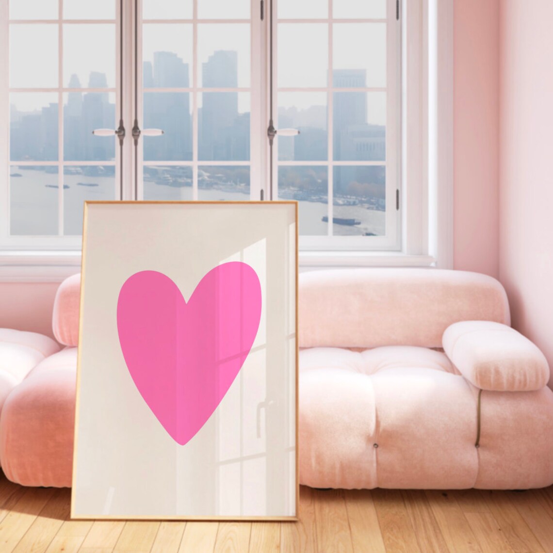 Giant Pink Heart Minimalist Poster with Bold Love Room Decor - Image 2