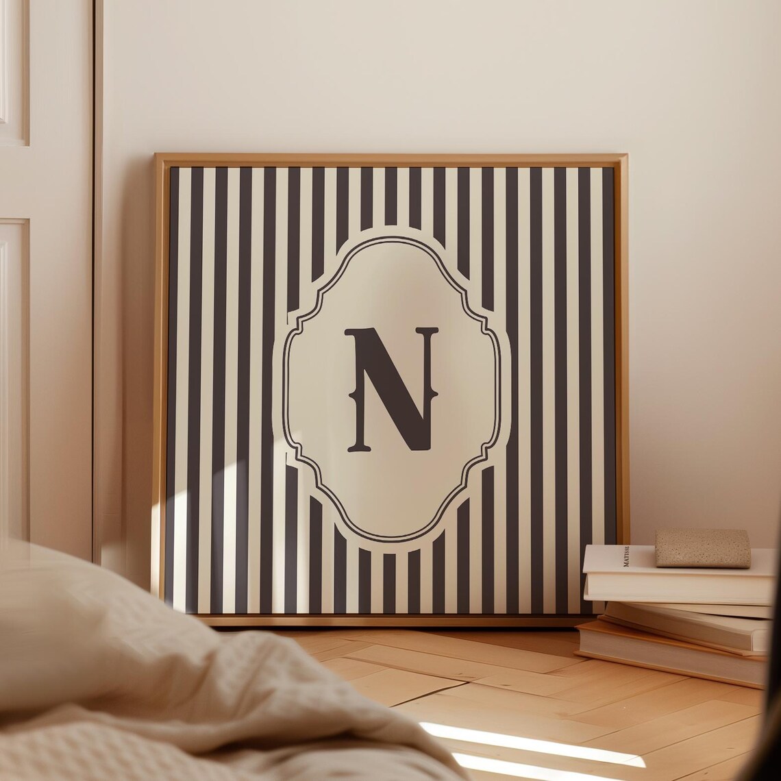 N Square Initial Personalized Watercolor Gift - Image 4