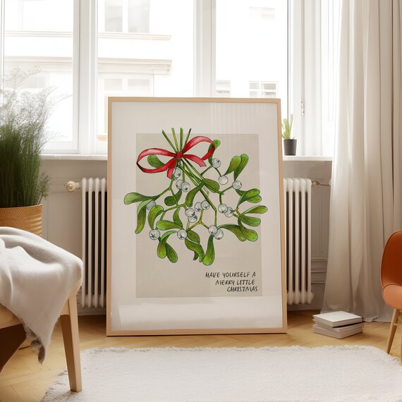 Watercolor Mistletoe Poster Have Yourself a Merry Little Christmas