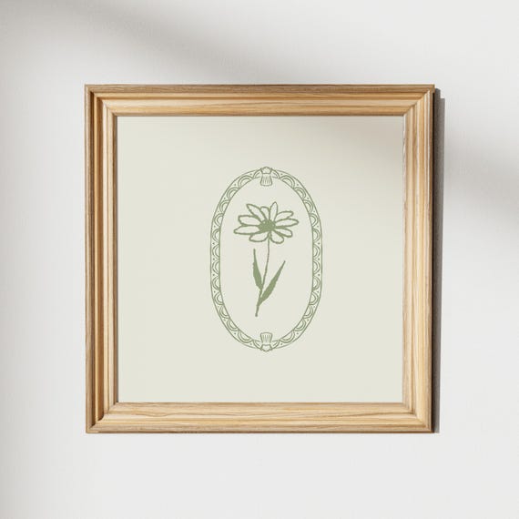 Minimal Sweet Floral Square Print Instant Wall Art Trendy Decor Illustration Living Room Art Nursery Decor