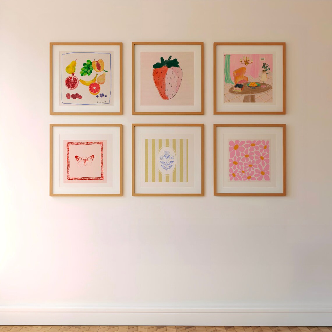 Pink Room Interior Chandelier Orange Chair Books Still Life Art Poster - Image 2