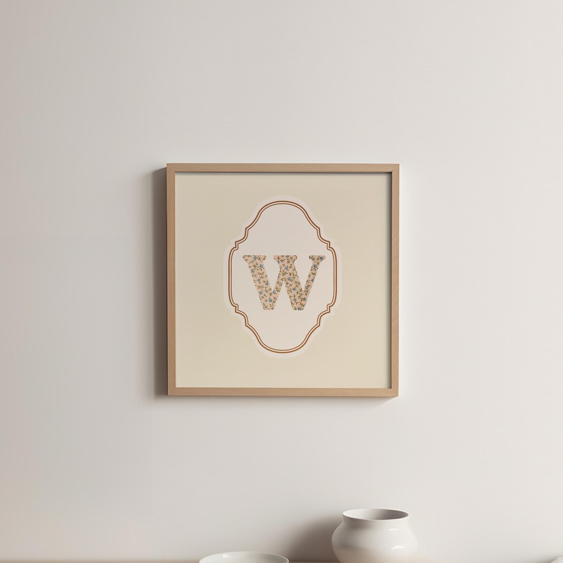 W Square Initial Personalized Gift, Watercolor Art Print - Image 5