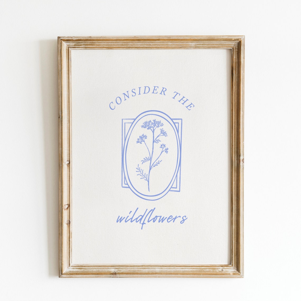 Consider The Wildflowers Blue Botanical Scripture Faith Poster