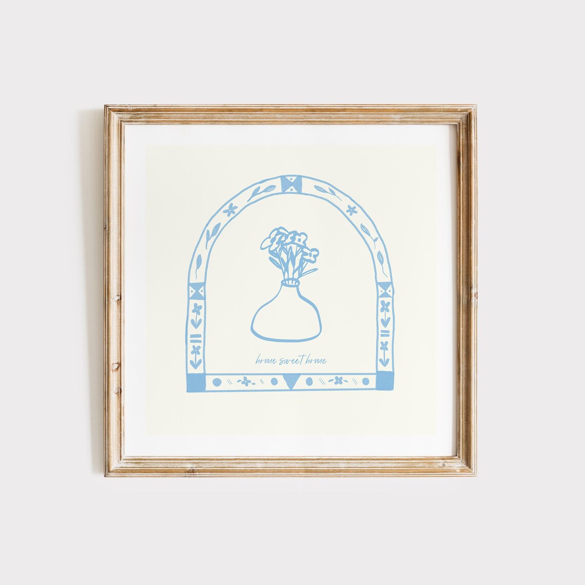 Warm Welcoming Home Sweet Home Blue Floral Arch Folk Art Poster - Image 2