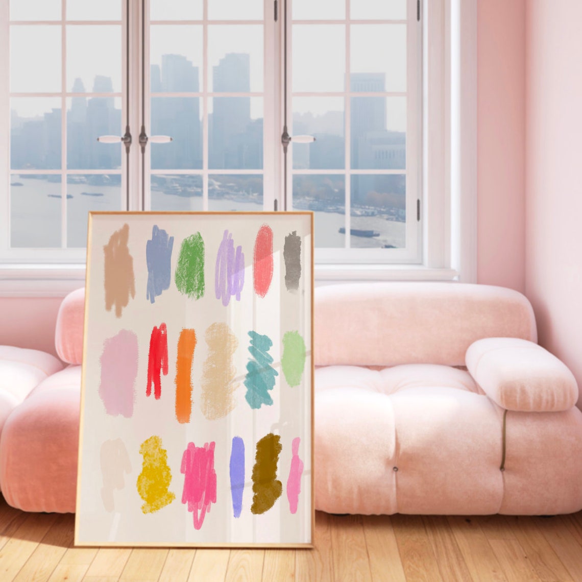 Abstract Paint Stroke Color Swatch Grid Modern Minimalist Poster