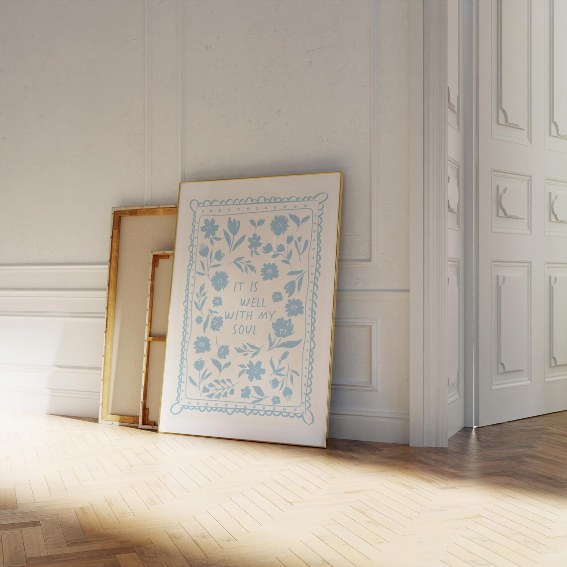 It Is Well With My Soul Poster with Blue Floral Hymn Typography - Image 2
