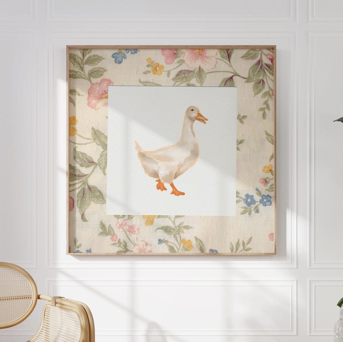 Vintage Fabric Ducky Square Print Instant Wall Art Trendy Decor Illustration Living Room Art Nursery Decor - Image 2
