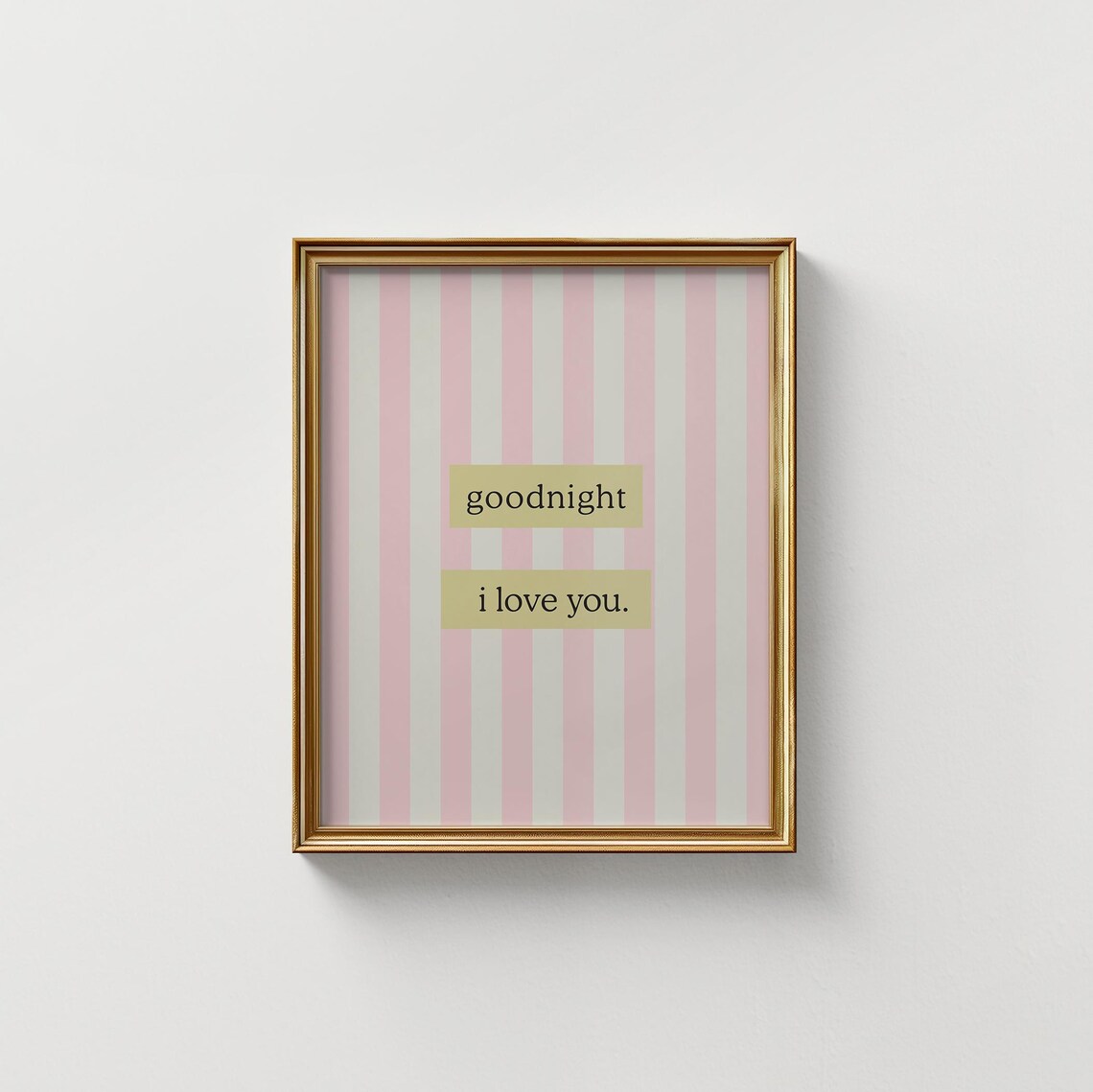 Goodnight I Love You Pink Striped Yellow Quote Nursery Wall Poster - Image 4