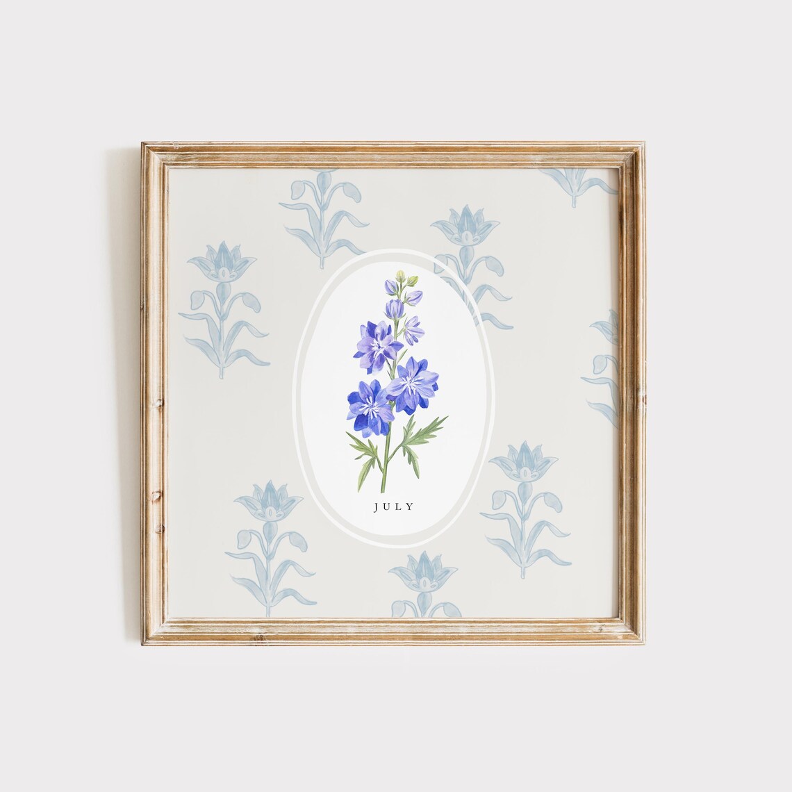 July Larkspur Birth Month Flower Watercolor Botanical Art Poster - Image 2