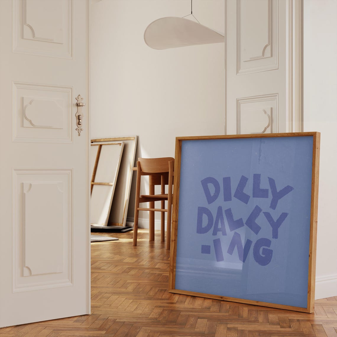 Dilly Dallying Bold Cobalt Typography Fun Playful Quote Poster - Image 2