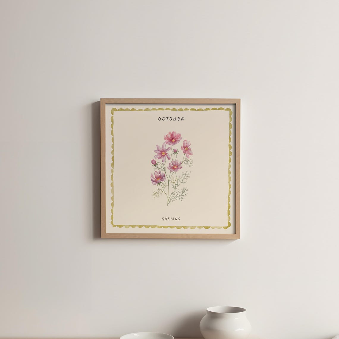 October Cosmos Watercolor Birth Month Flower Botanical Poster - Image 5