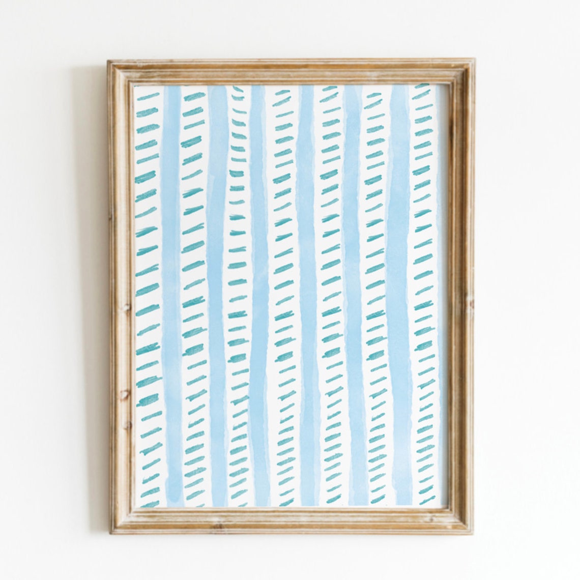 Light Blue Watercolor Stripe Dash Pattern Abstract Wallpaper Print