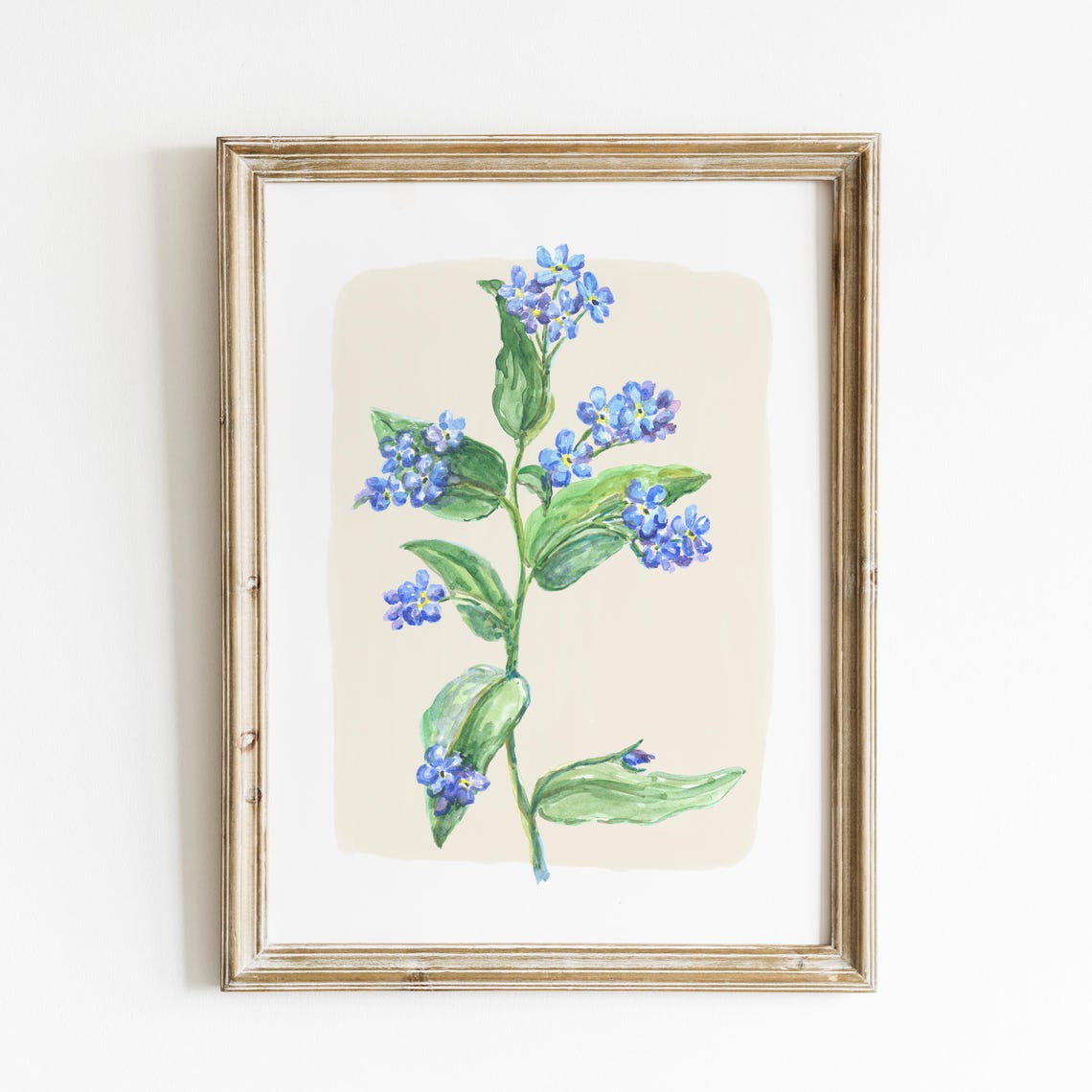 Blue Forget Me Not Flower Stem Watercolor Spring Botanical Print - Image 2