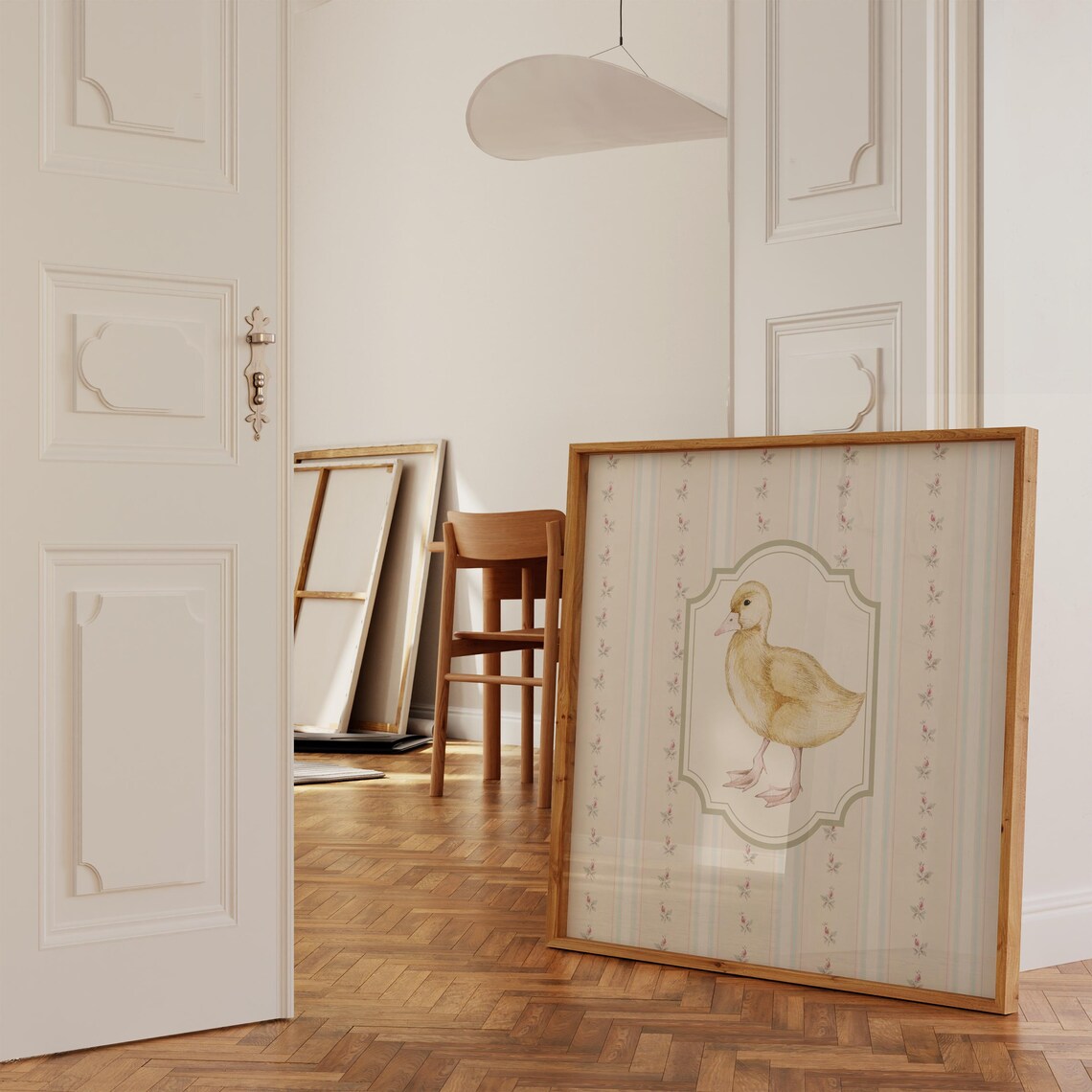 Yellow Duckling Floral Wallpaper Vintage Nursery Wall Art Poster - Image 4