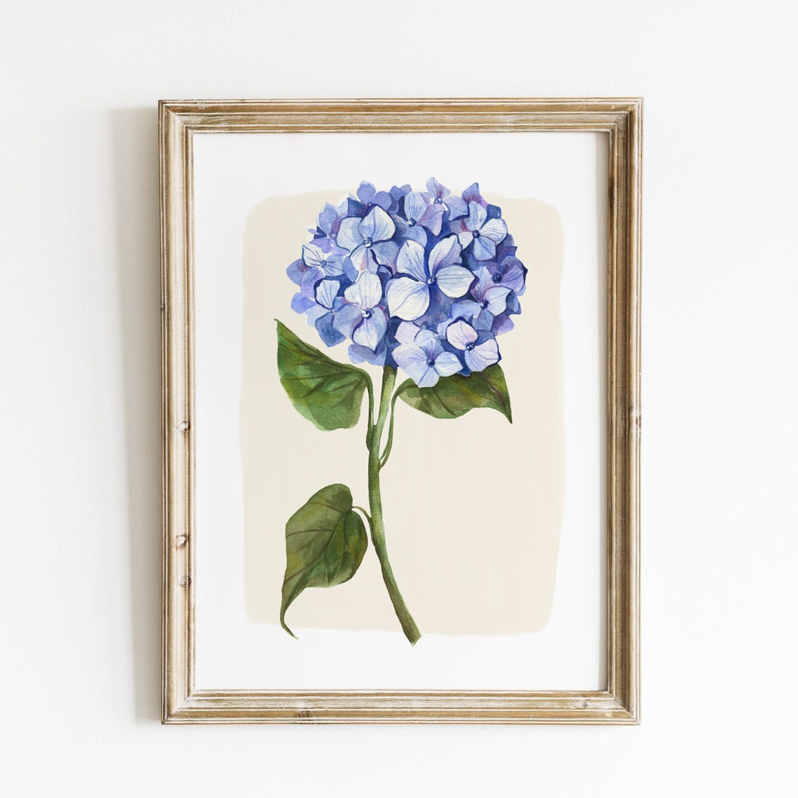 Blue Hydrangea Bloom Watercolor Large Stem Botanical Wall Art Print - Image 5