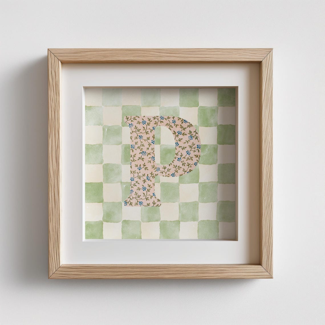 P Square Initial Print Personalized Gift Watercolor Art Gift Idea Art Print Print