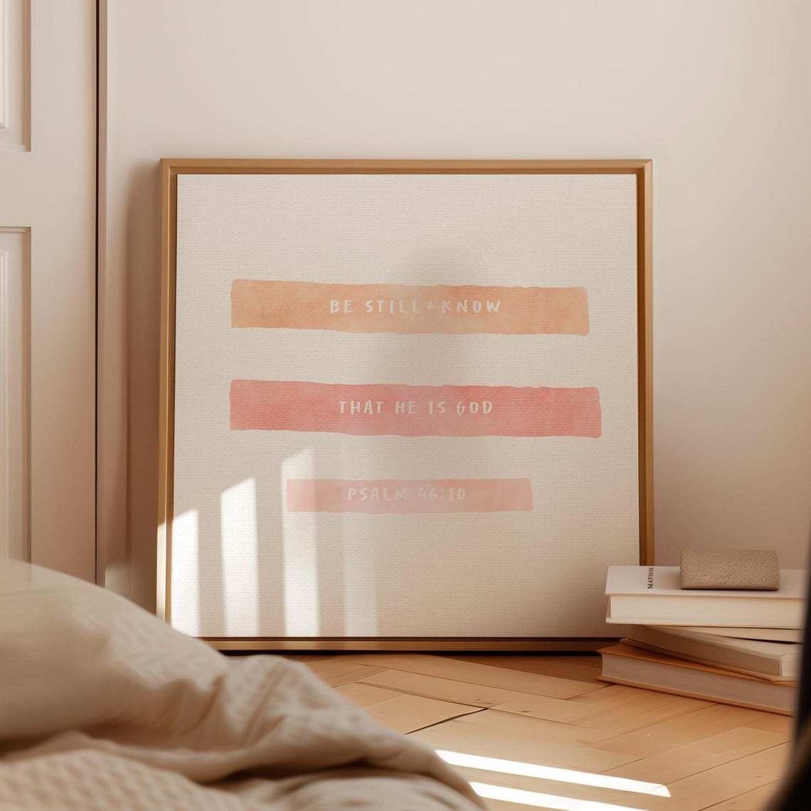 Be Still and Know Psalm 46:10 Peach Brushstroke Scripture Poster - Image 2