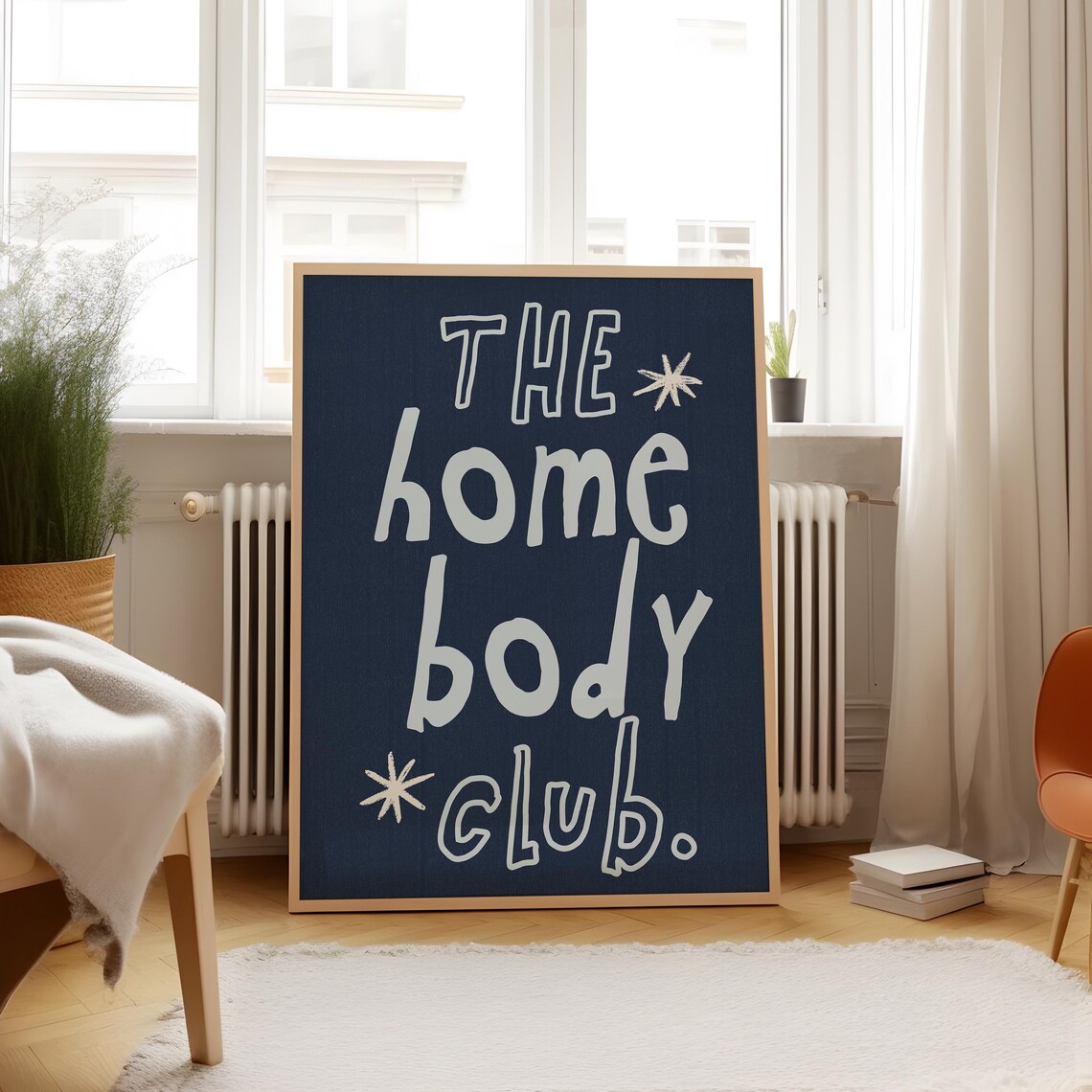 The Homebody Club Navy Blue Quote Typography Fun Wall Art Poster - Image 3