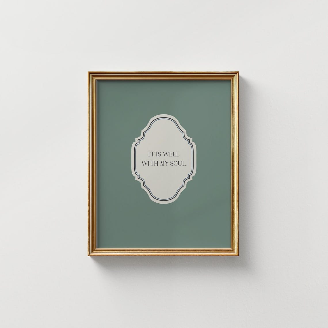 It Is Well With My Soul Sage Green Ornate Vertical Quote Wall Art - Image 5