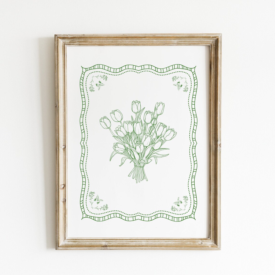 Vintage Tulip Illustration Print, Botanical Wall Art