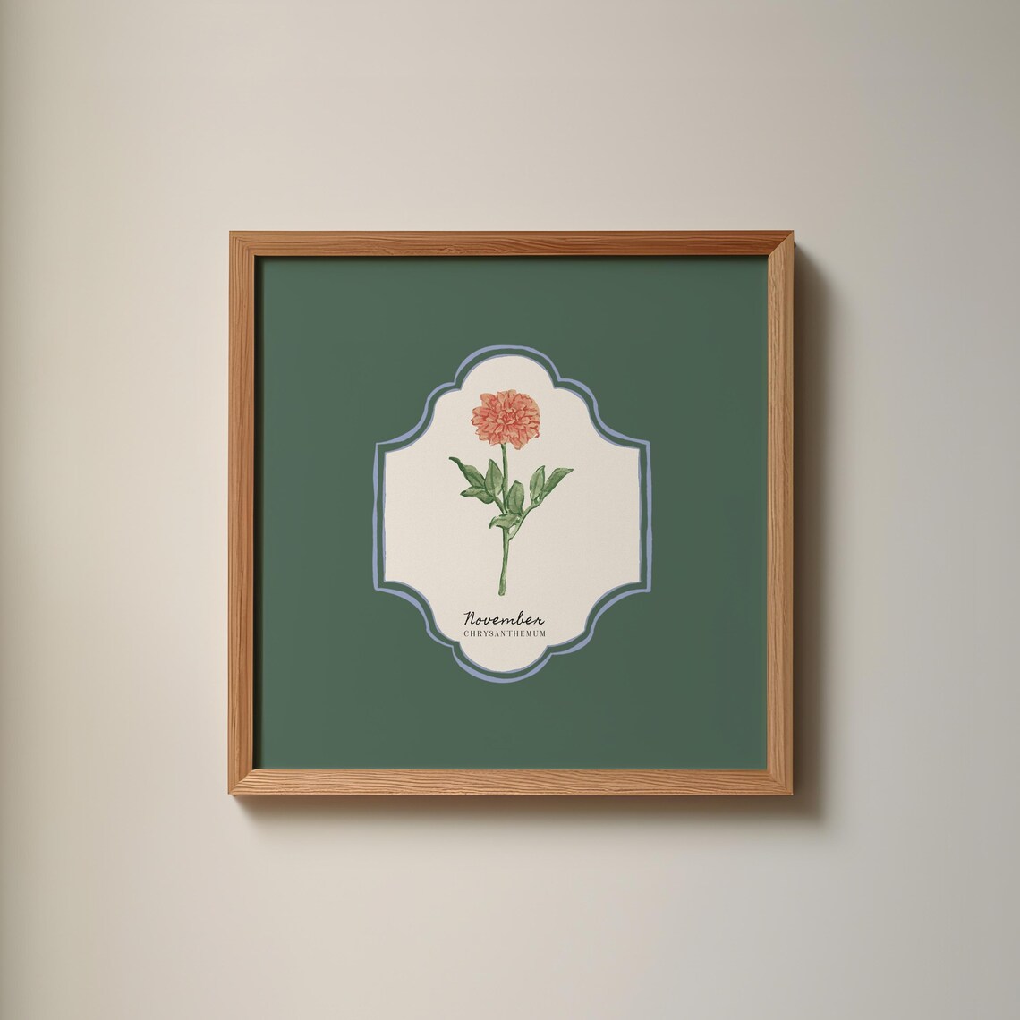 November Birth Month Flower Personalized Gift Art Print