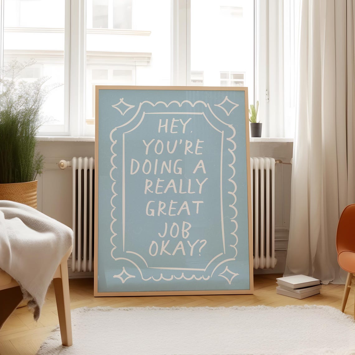 Blue Youre Doing Great Print Wall Art Trendy Decor Encouraging Words Dorm Decor Wall Art Nursery - Image 2