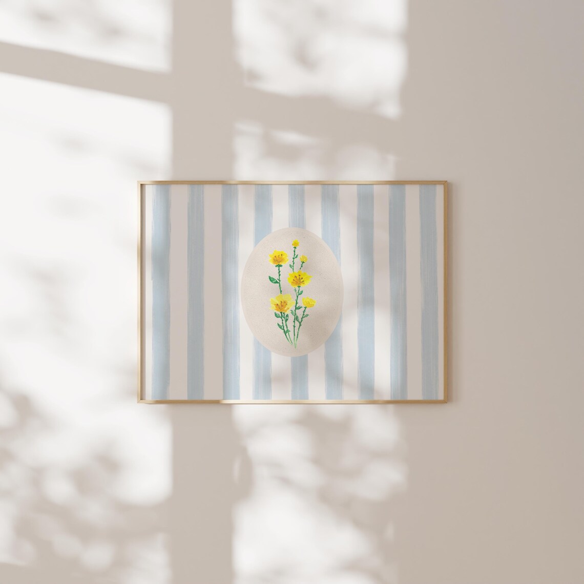 Blue Watercolor Yellow Wildflower Art Print, Nursery Decor - Image 2