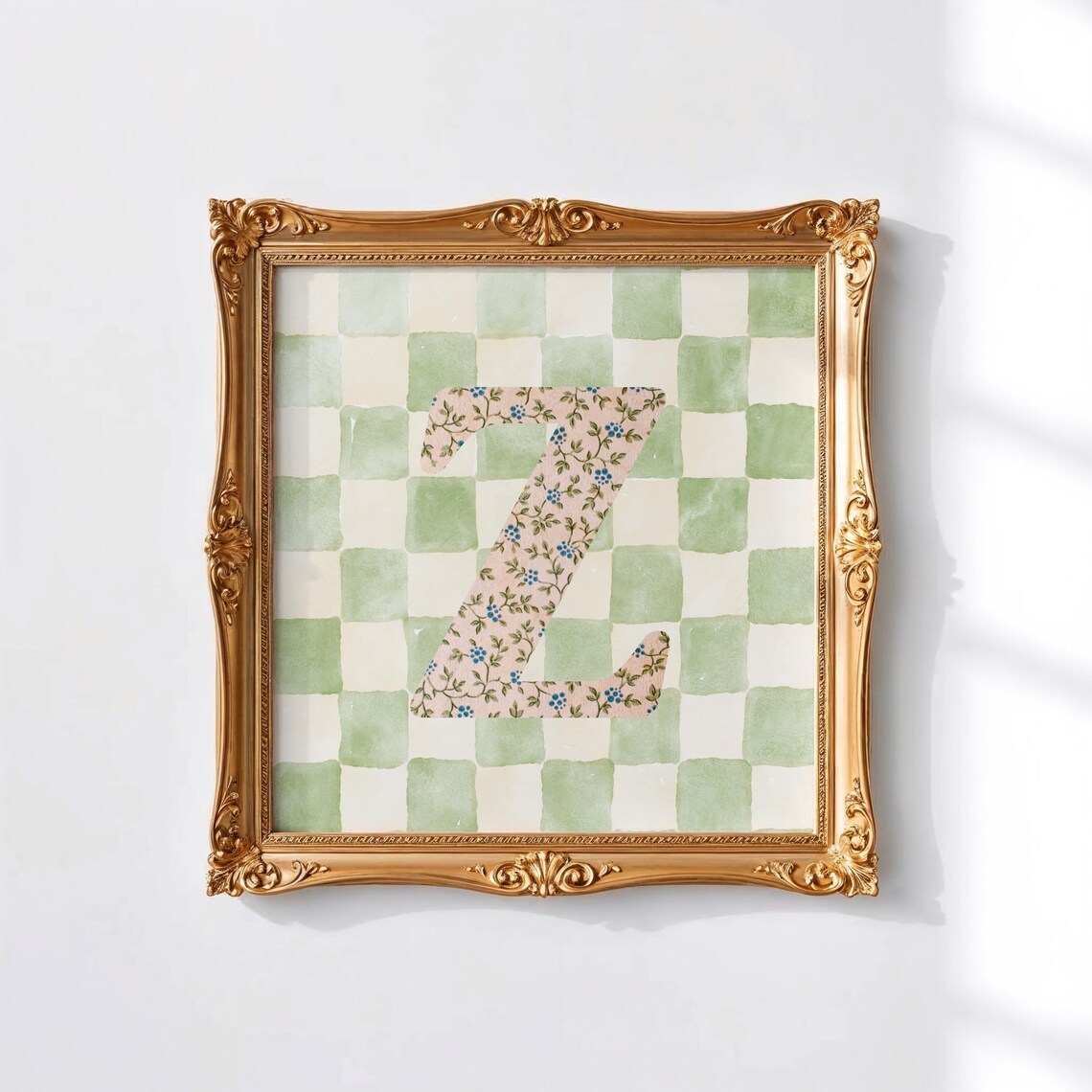 Z Square Initial Personalized Watercolor Gift Print - Image 3