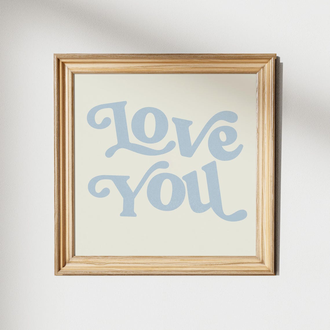Soft Blue Retro Love You Script Typography on Ivory Cottage Poster - Image 2