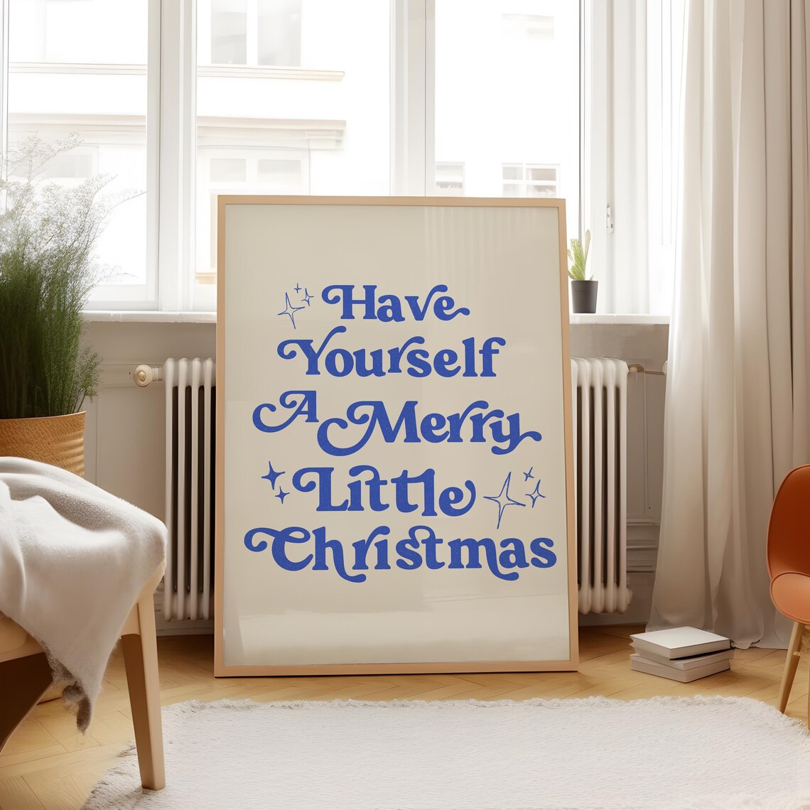 Have Yourself A Merry Little Christmas Royal Blue Holiday Poster - Image 2