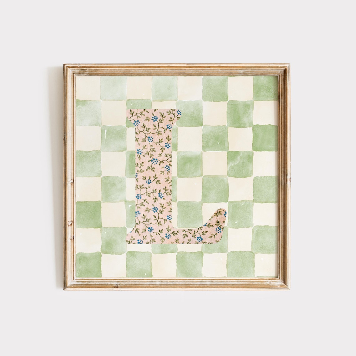L Square Initial Print, Personalized Watercolor Gift - Image 4
