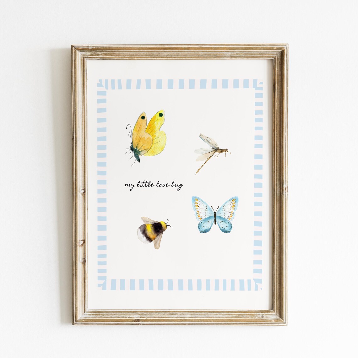 My Little Love Bug Butterfly Bee Watercolor Nursery Quote Poster - Image 2