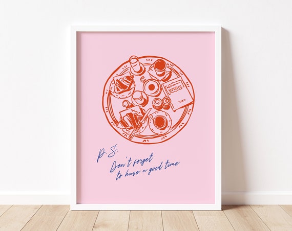 Have A Good Time Print Croissant Wall Art French Wall Art Let The Good Times Roll Vintage French Poster Croissant Print Pink Kitchen Art