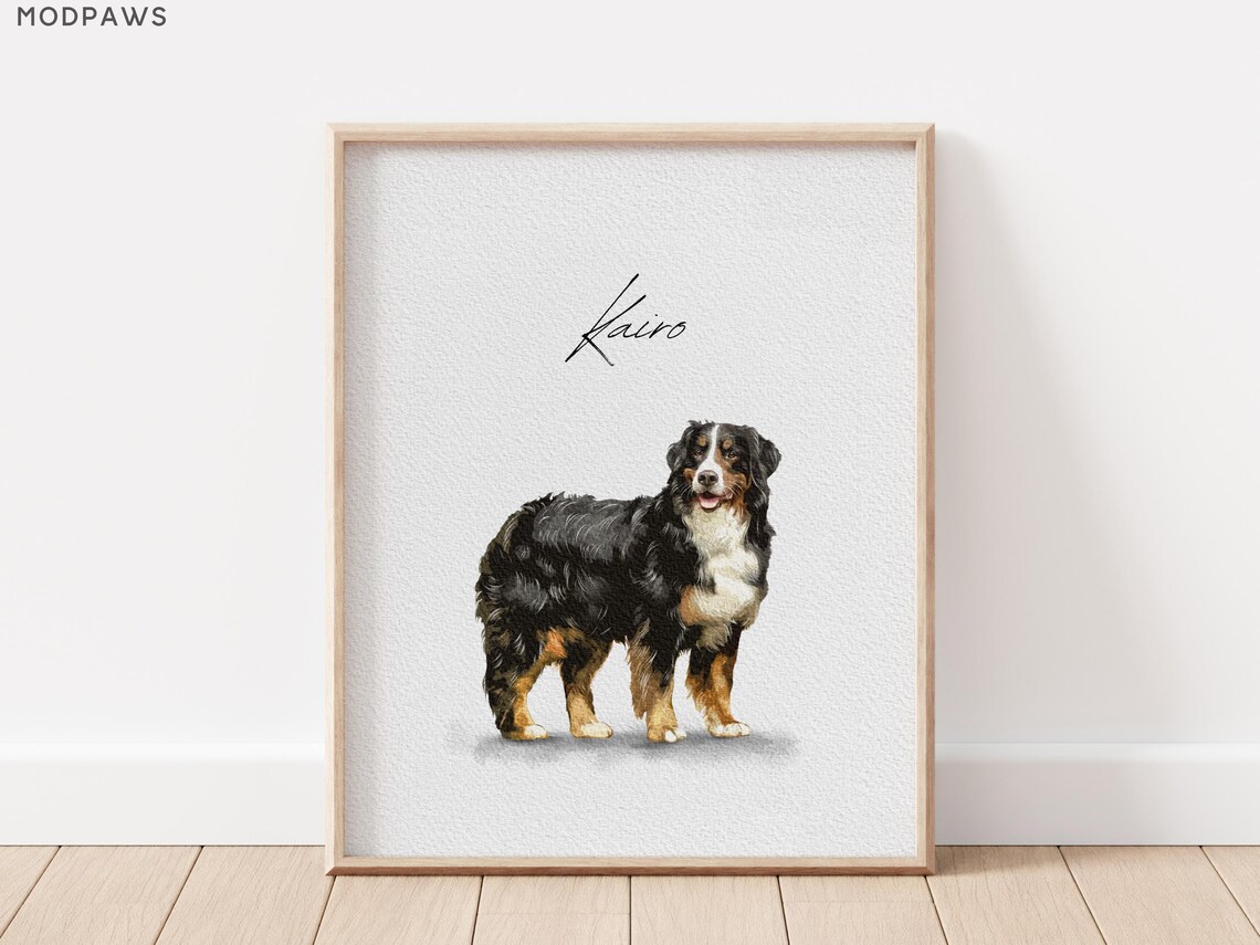 Personalized Pet Memorial Watercolor Portraits Art Print