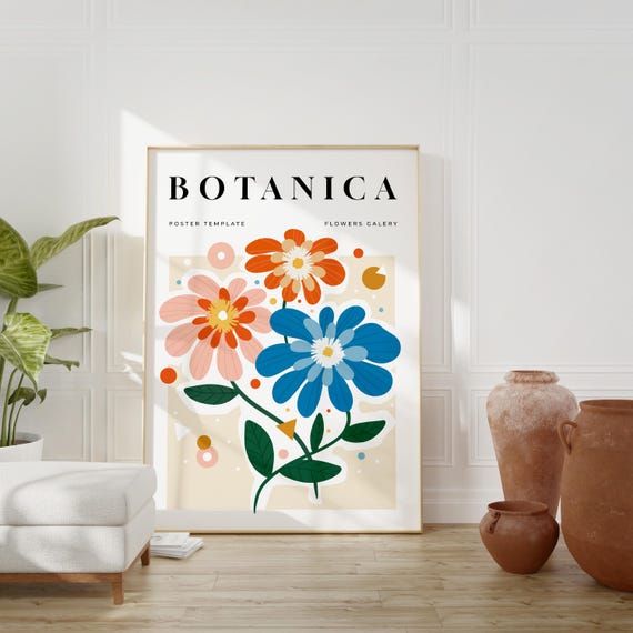 Mothers Day Gift Wall Art Vibrant Floral Art Botanical Print Colorful Flower Illustration Home Decor