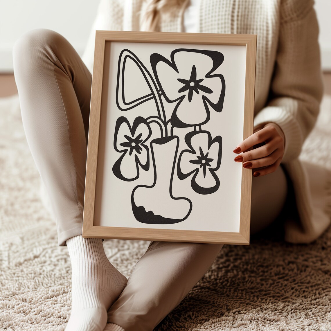 Abstract Botanical, Black And White Floral Illustration - Image 2