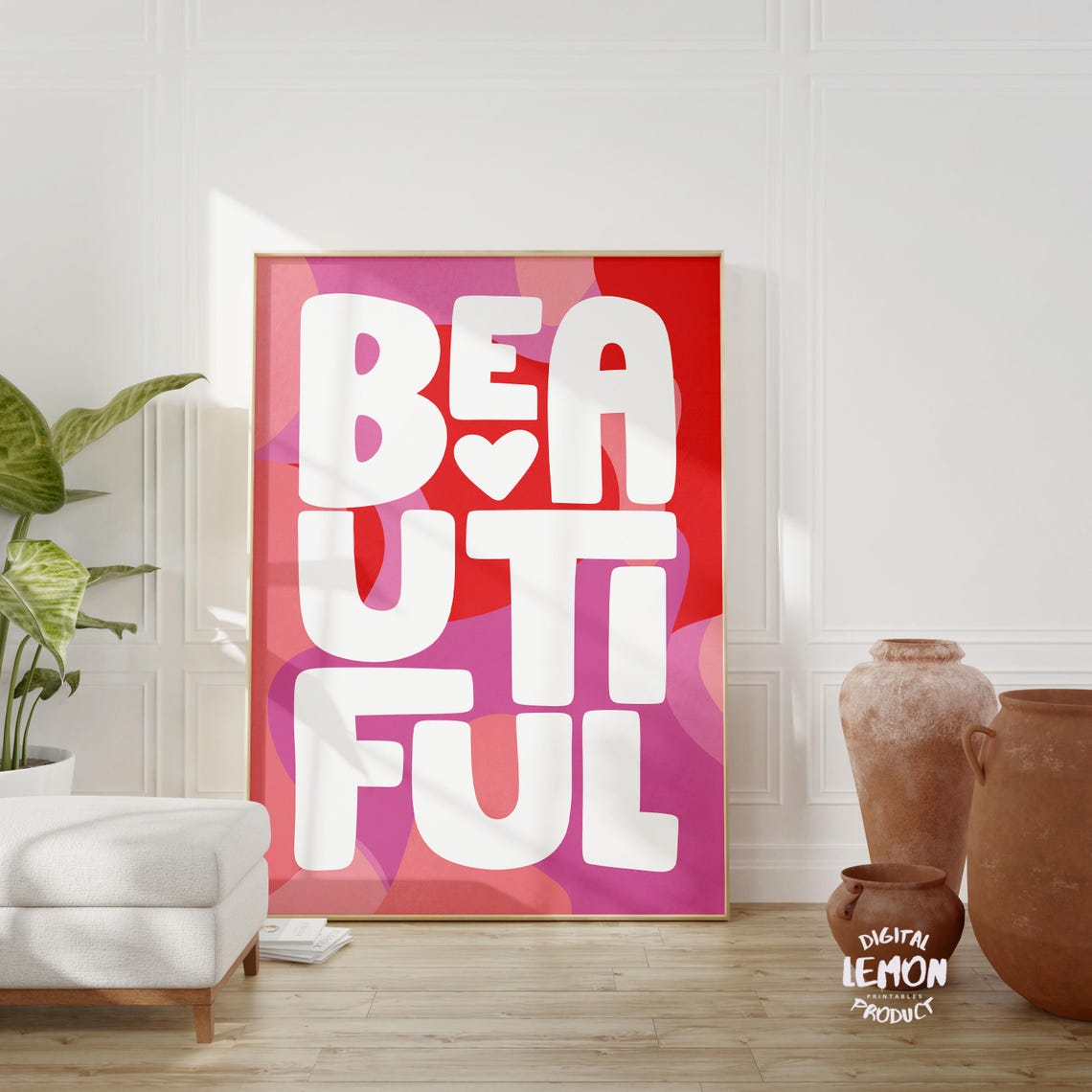 Beautiful Typography Wall Art Bold Poster Positive Affirmation Art Motivational Decor Modern Quote Print