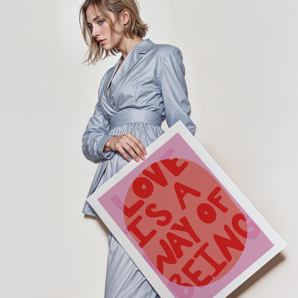 Love Is a Way of Being Red Typography Bold Pink Quote Poster - Image 3