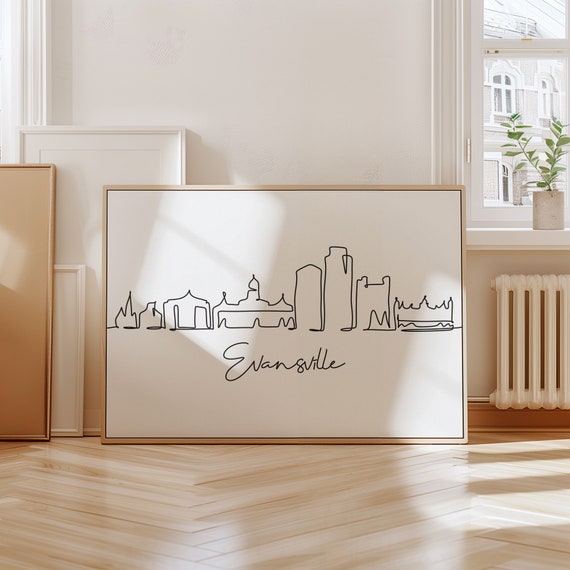 Evansville Skyline Horizontal City Skyline Art Instant Evansville Decor Travel Wall Art