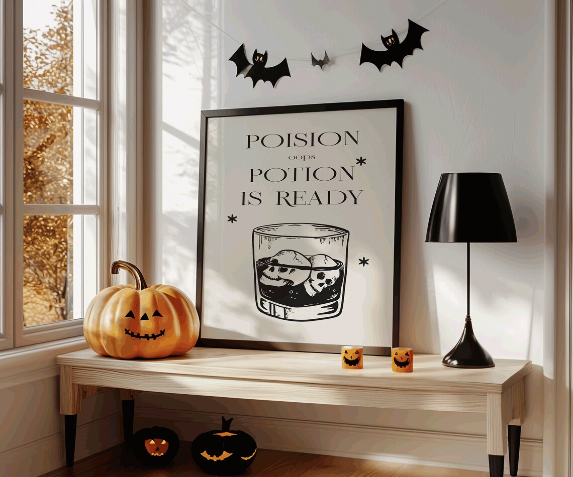 Poison Oops Potion Is Ready Funny Skull Cocktail Halloween Bar Quote Print - Image 3