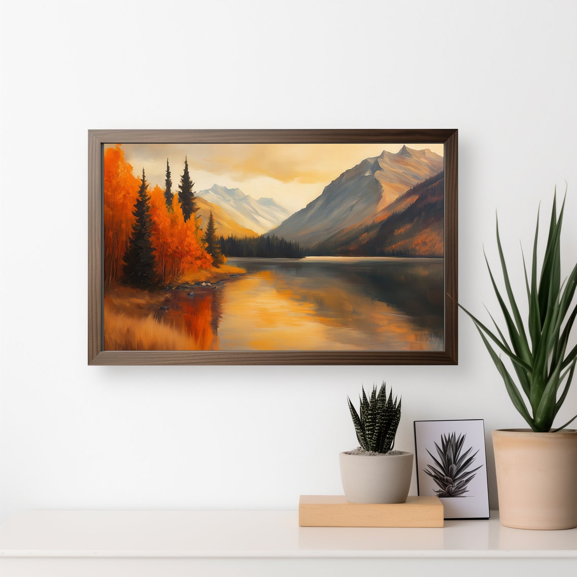 Autumn Mountain Lake Reflection Orange Aspens Golden Hour Art Poster - Image 4