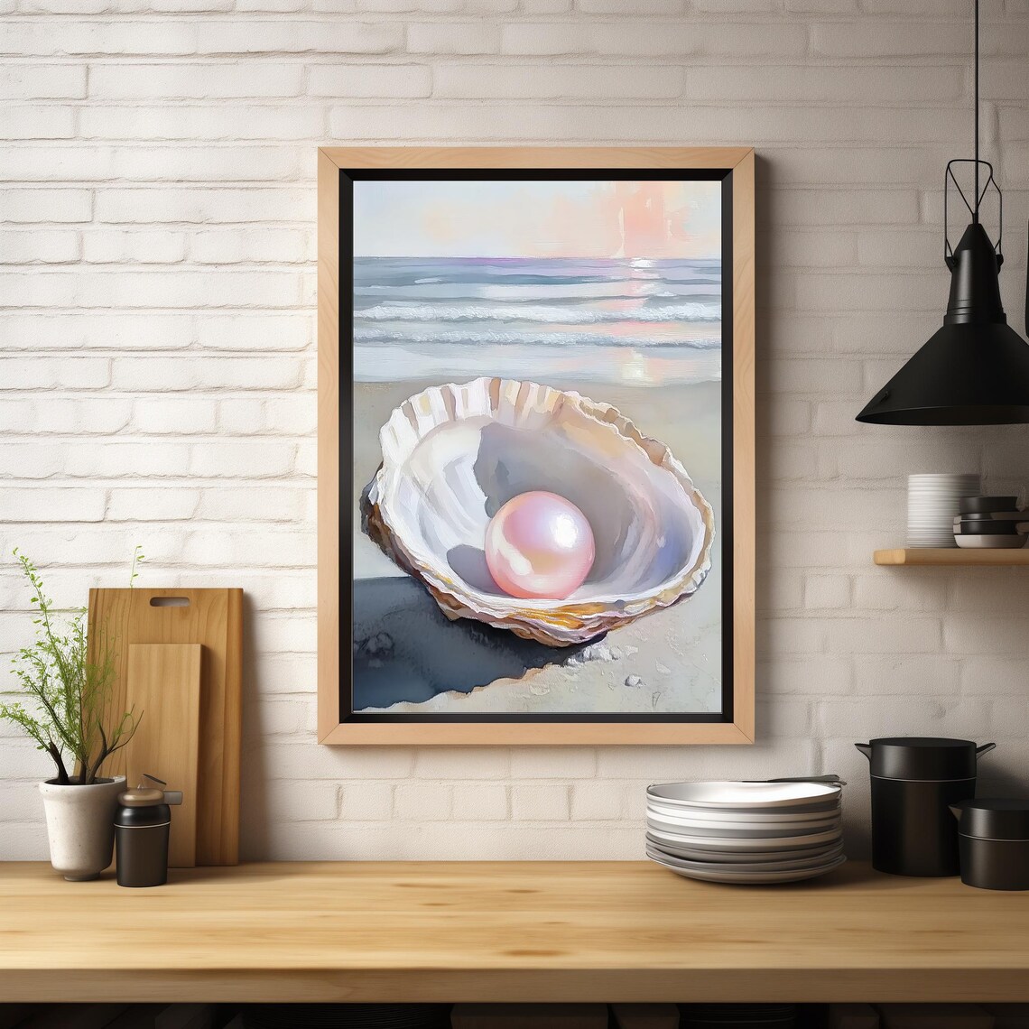 Pink Pearl Seashell Art Print, Coastal Decor - Image 2