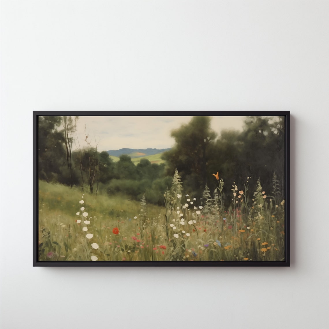 Summer Wildflower Meadow Forest Edge Vintage Country Landscape Poster