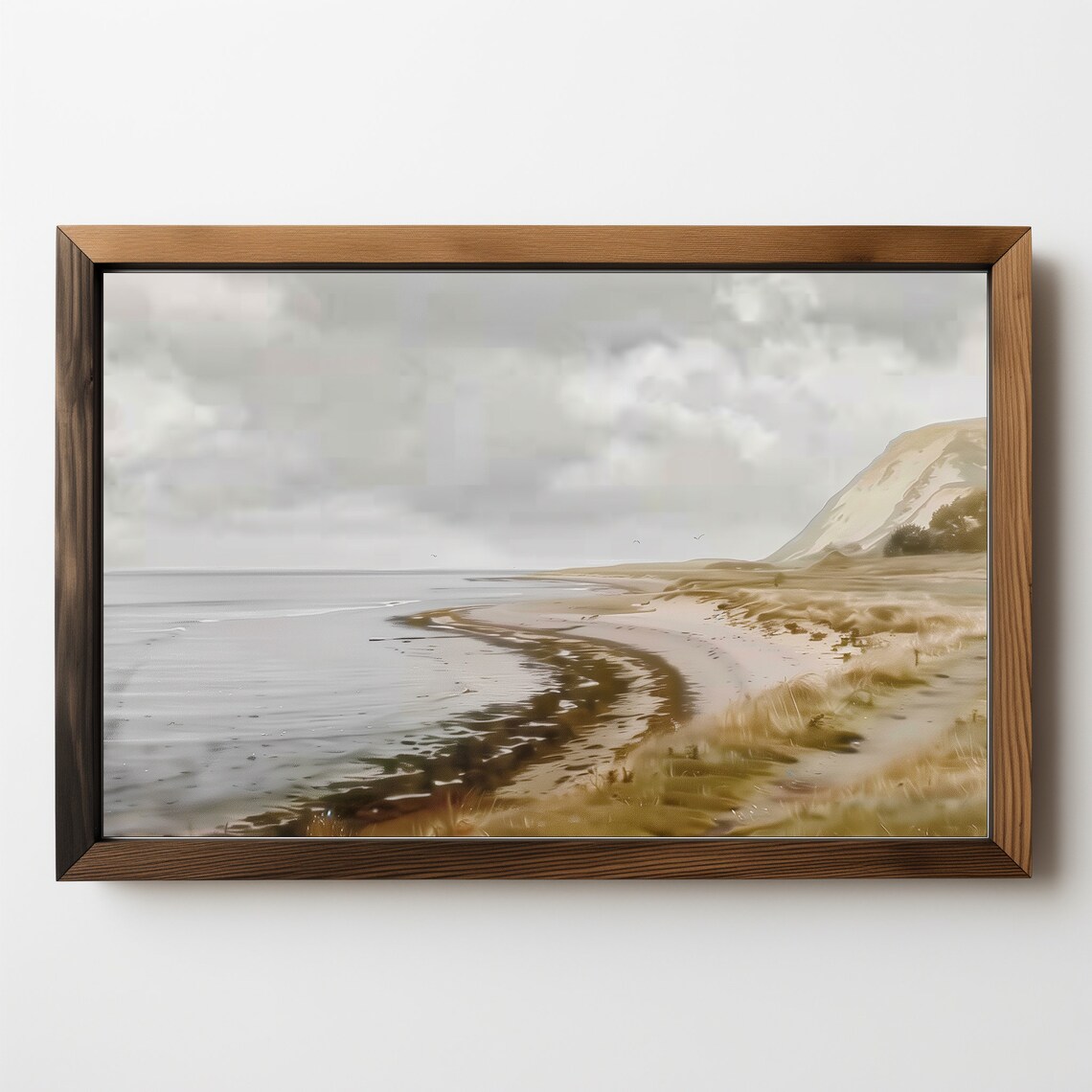 Muted Seaside Coast With Sand Dunes Moody Beach Landscape Poster