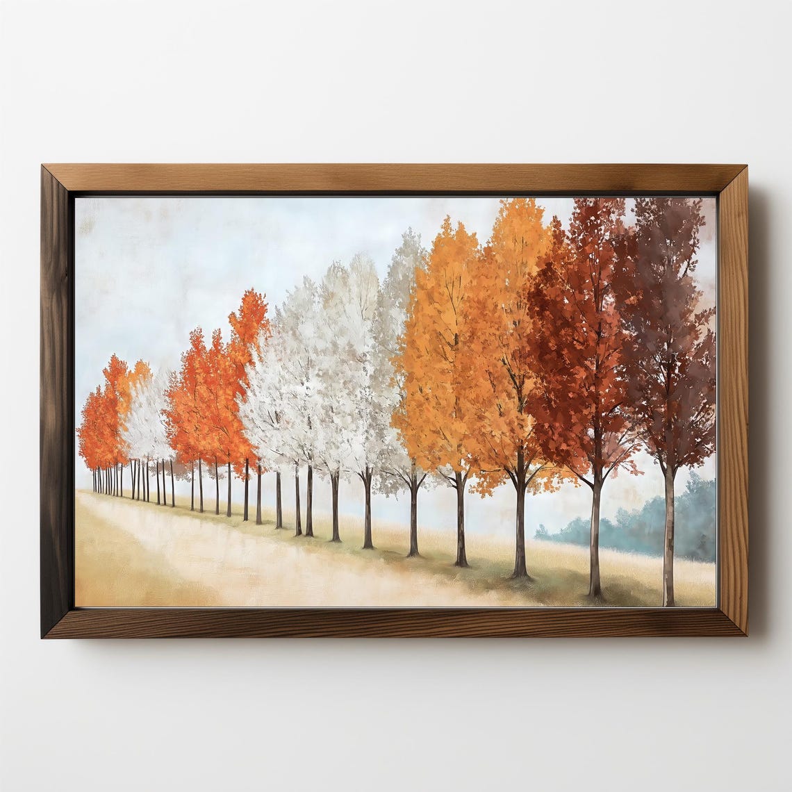 Autumn Trees In Orange And White Fall Foliage Landscape Wall Art