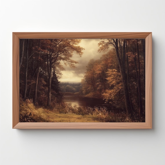 Dark Moody Fall Landscape, Vintage Art Print