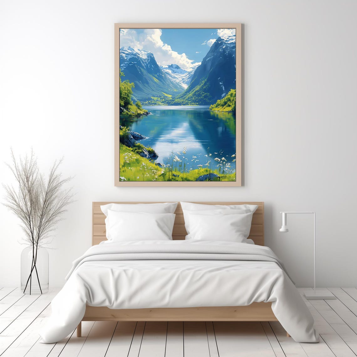 Nature Art Painting Mountain Art Print Large Wall Art Print Foggy Nordic Landscape Poster Mystic Forest Print 495 - Image 2