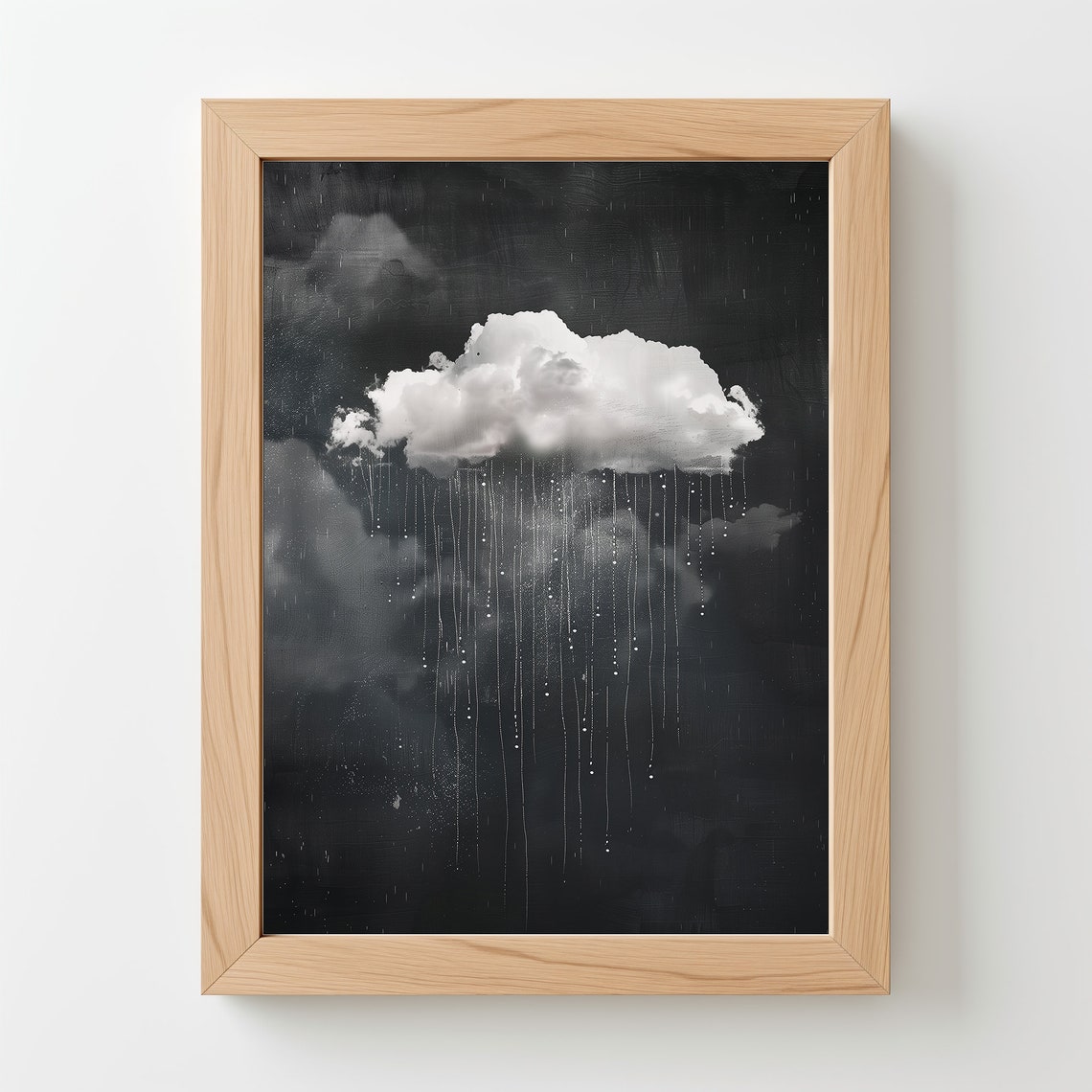 Dark Rain Cloud Painting Moody Black Storm Cloud Dramatic Sky Wall Art - Image 4