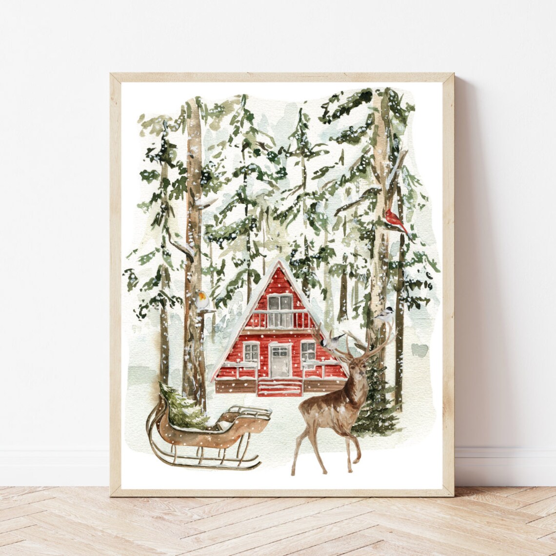 Winter Prints, Rustic Vintage Holiday Art Print