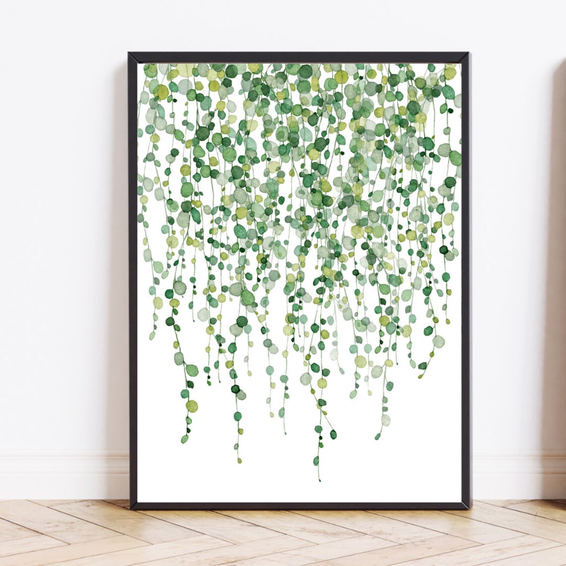 String Of Pearls Hanging Plant Watercolor Botanical Home Poster - Image 2
